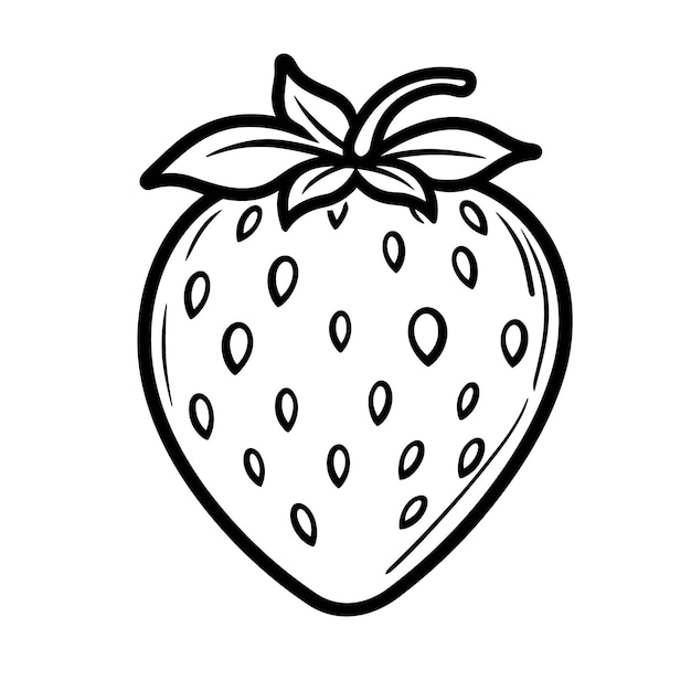 Vector aardbeien cartoon vector illustratie natuur concept geïsoleerd premium mascotte fruit kleurplaat