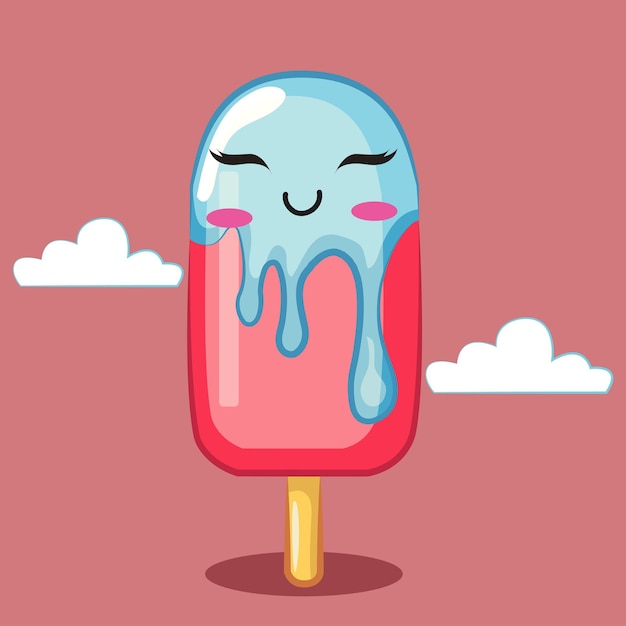 Aardbeien ijs popsicle vector illustratie