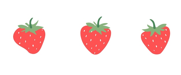 Aardbeien instellen platte vectorillustratie Zomertuin fruit