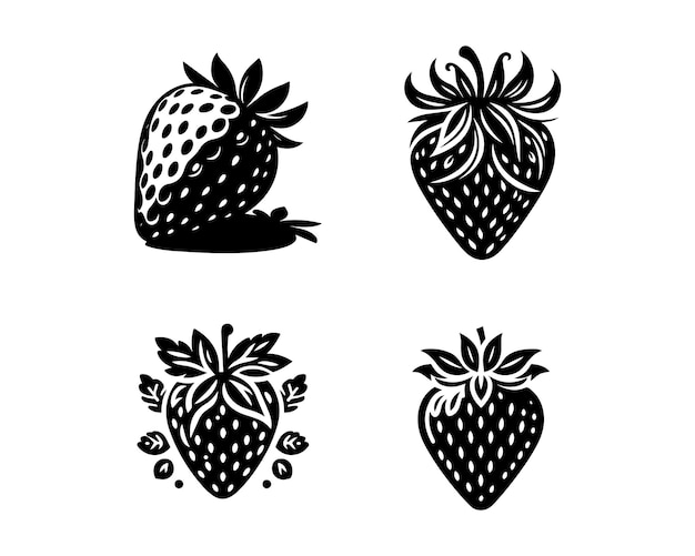aardbeien silhouet vector icoon grafisch logo ontwerp
