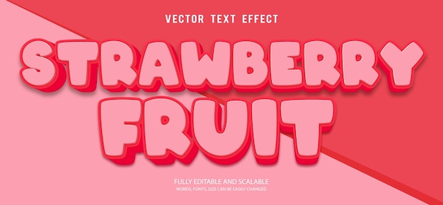 Aardbeienfruit bewerkbaar teksteffect met vers fruitthema