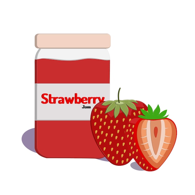 Aardbeienjam pictogram cartoon vectorillustratie, het beste voor uw decoratie-afbeeldingen