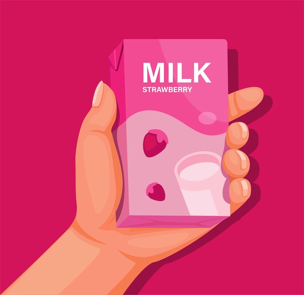 Aardbeienmelkdrank op doosverpakking drankproduct illustratie vector