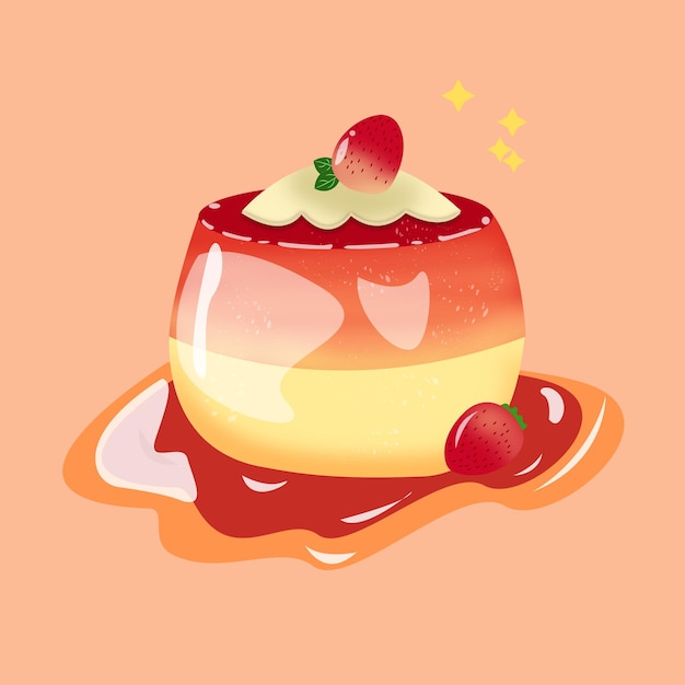 Vector aardbeienpudding