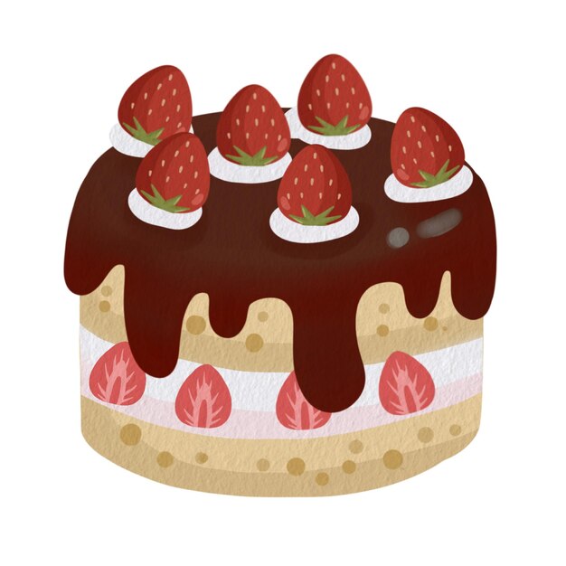 Vector aardbeientaart chocoladetaart illustratie