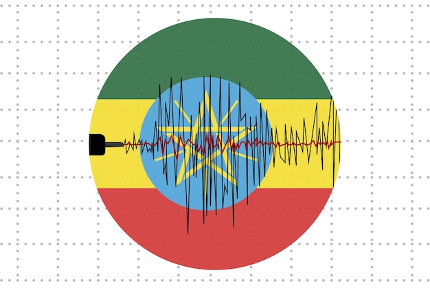 Aardbeving in Ethiopië concept seismische golf met vlag natuurrampen nieuwsbanner