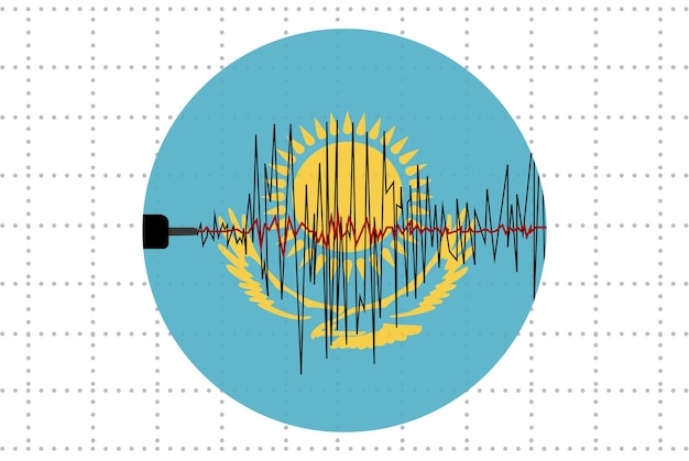 Vector aardbeving in kazachstan concept seismische golf met vlag natuurrampen nieuwsbanner