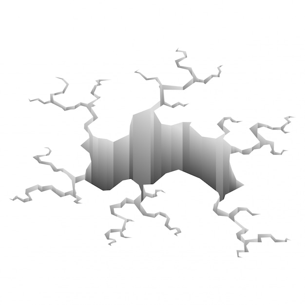 Vector aardbevingsscheuren. gateneffect en gebarsten oppervlak. gat in de grond met kraken en aarde vernietiging scheuren geïsoleerde cartoon. illustratie