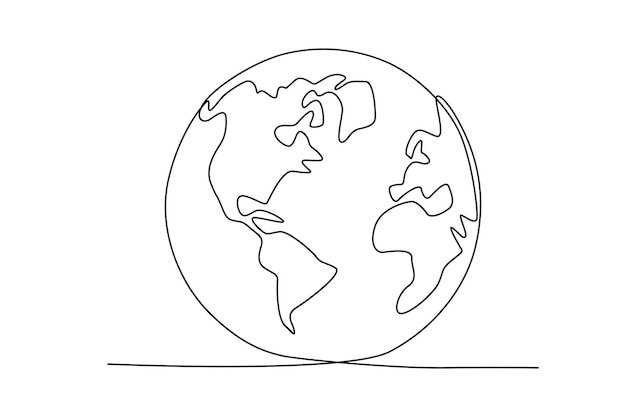 aardbol wereldkaart enkele continue lijn ronde wereldwijde kaart geografie grafisch icoon eenvoudig een li