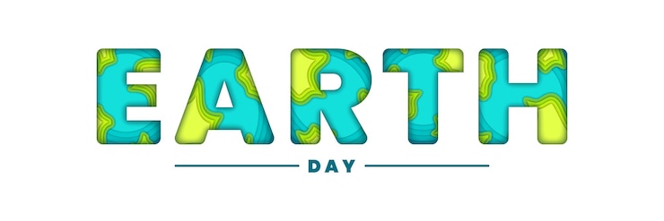 Vector aarde dag wereldkaart typografie brieven banner ontwerp