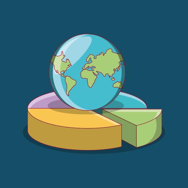 aarde planeet met cirkeldiagram