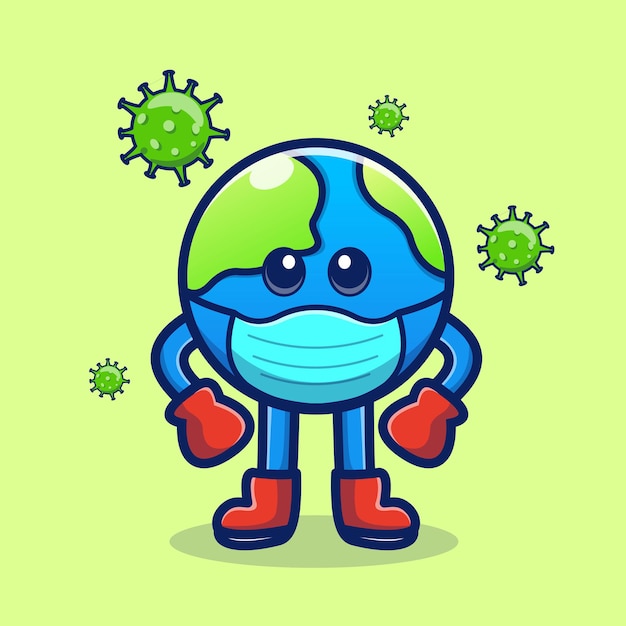 aarde strijd virus vector illustratie cartoon icoon