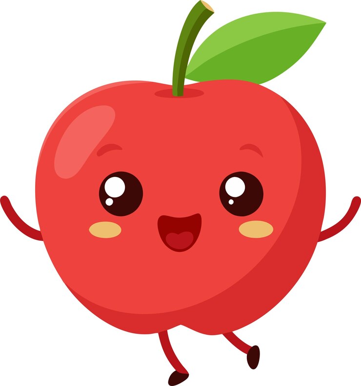 Aardige cartoon apple grins met roze wangen