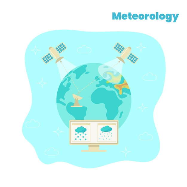 Aardobservatie meteorologie en geofysica satellietdienst met weersvoorspelling van het station