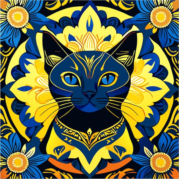 Aardse elegantie Tonkinese kat Mandala TShirt kunst in perfecte harmonie