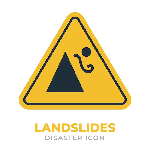 aardverschuivingen rampen platte iconen en symbool waarschuwingsbord