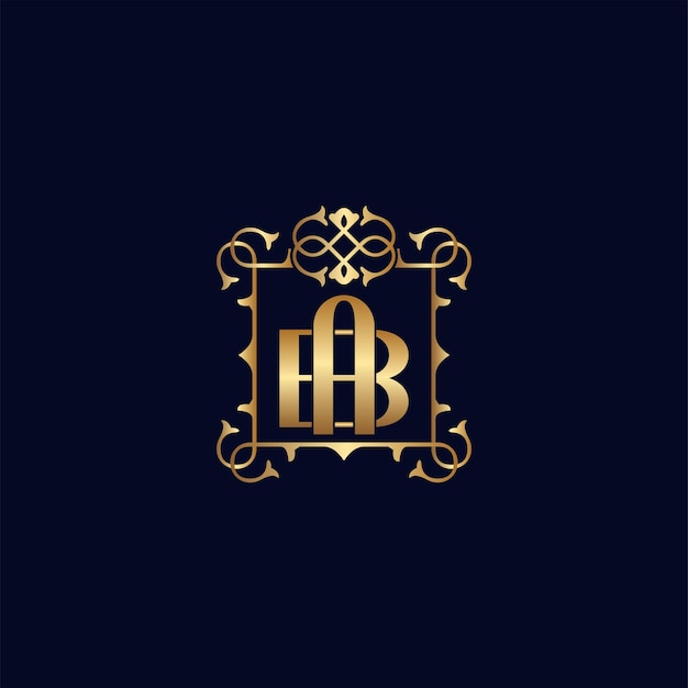 AB or BA gold ornate royal luxury logo