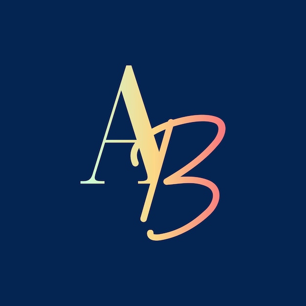 Vector ab initial logo design with elegant handwriting style ab signature logo or symbol for wedding