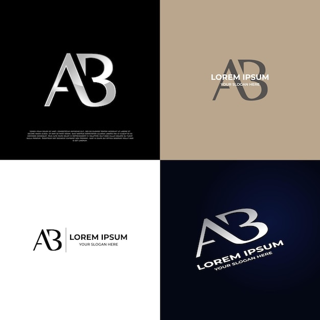 Шаблон логотипа эмблемы AB Initial Modern Typography для бизнеса