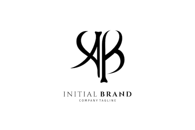 Логотип буквы AB в стиле плоского дизайна