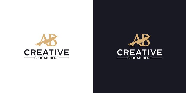 Vettore ab logo design di lusso