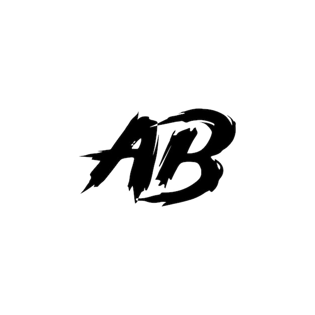 AB 모노그램 로고 디자인 문자 텍스트 이름 기호 흑백 로고타입 알파벳 문자 단순 로고