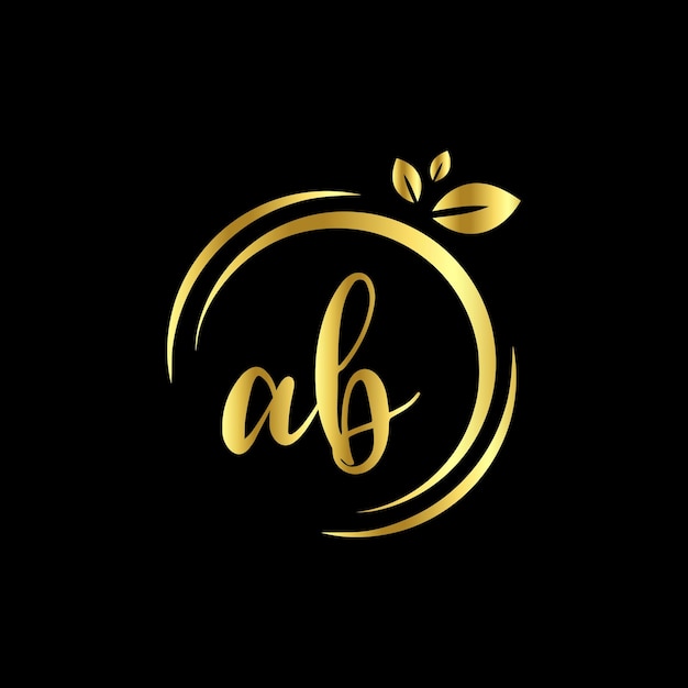 Ab monogrammen circle handschrift logo sjabloon vector