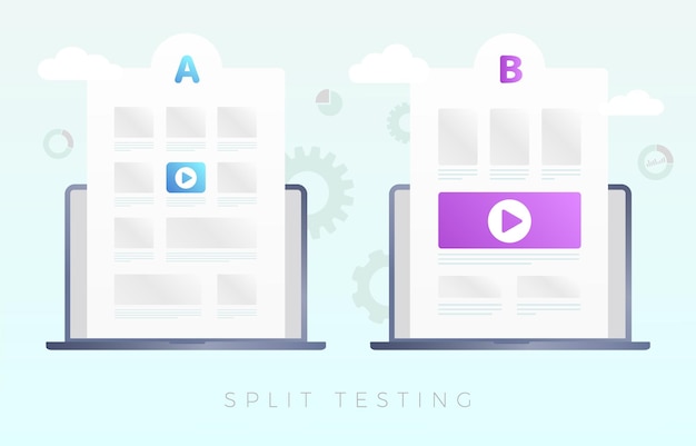 AB Split testing comparison illustration in flat design