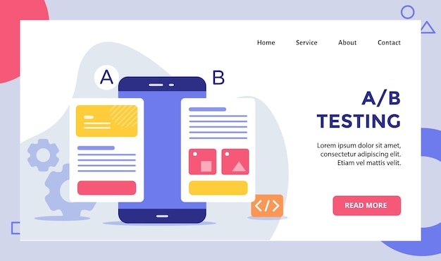 Кампания по тестированию компании AB на экране смартфона для целевой страницы домашней страницы веб-сайта