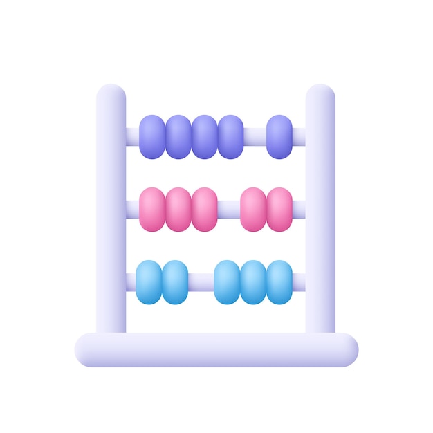 Icona vettore 3d abacus concetto di istruzione e matematica stile minimale cartoon