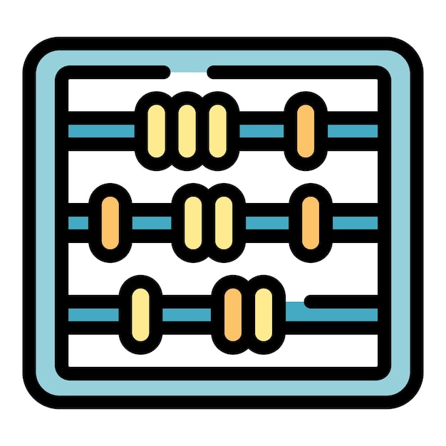 Abacus icoon omtrek vector School studie Kind onderwijs kleur vlak