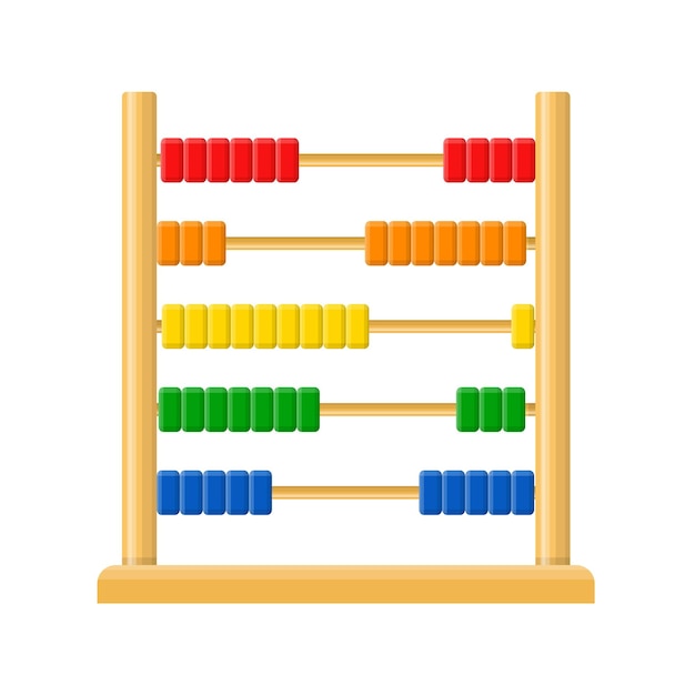 abacus with rainbow colored beads isolated