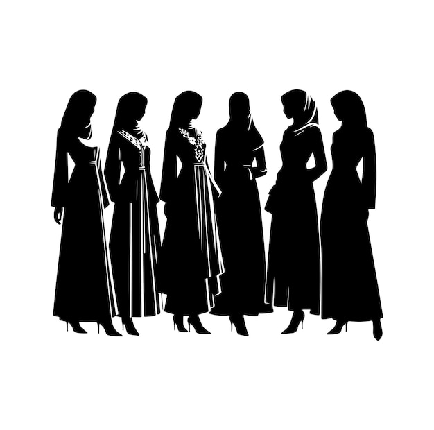 Abaya muslim hijab dress silhouettes premium vectors