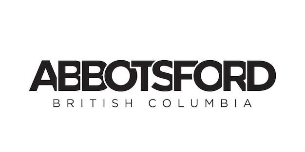 Abbotsford in the Canada emblem The design features a geometric style vector illustration with bold typography in a modern font The graphic slogan lettering