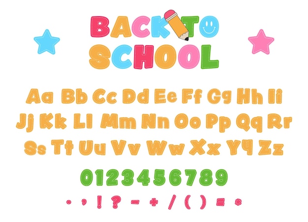 벡터 abc 알파 ⁇  세트 back to school 장난스러운 스타일  ⁇ 터 폰트 디자인