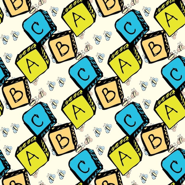 Vector abc blocks seamless pattern pattern fills web page backgrounds surface textures