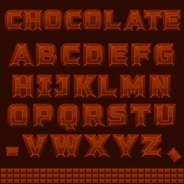 Abc chocolade alfabet in vector