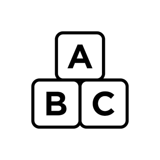 벡터 흰색 배경의 abc 큐브 아이콘 벡터 디자인 템플릿