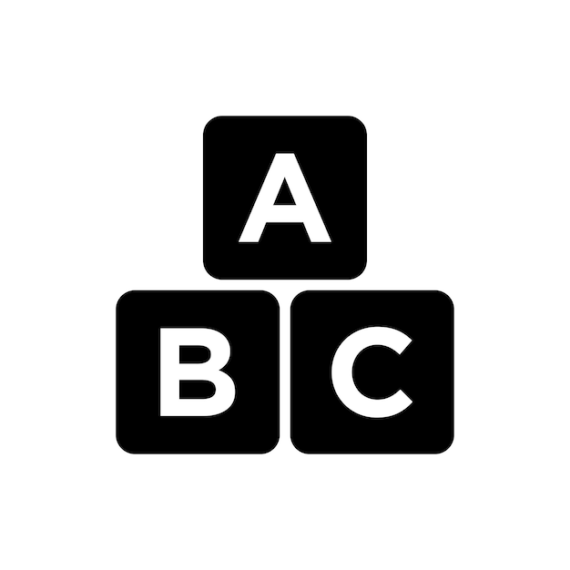 벡터 흰색 배경의 abc 큐브 아이콘 벡터 디자인 템플릿