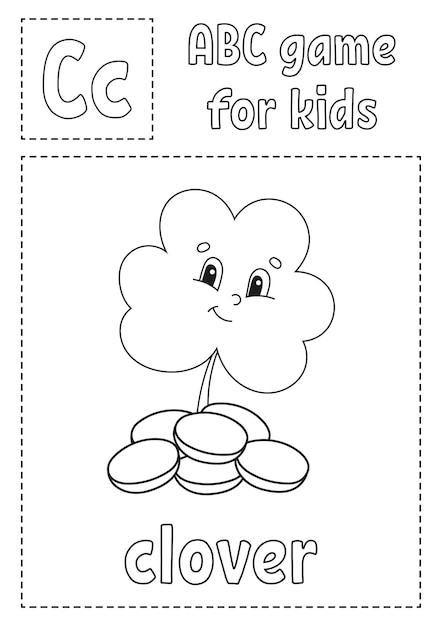 ABC game for kids. Alphabet coloring page.