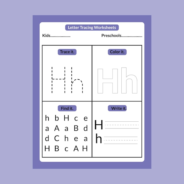 Vector abc hoofdletter traceren werkbladen voor kleuters en kinderen