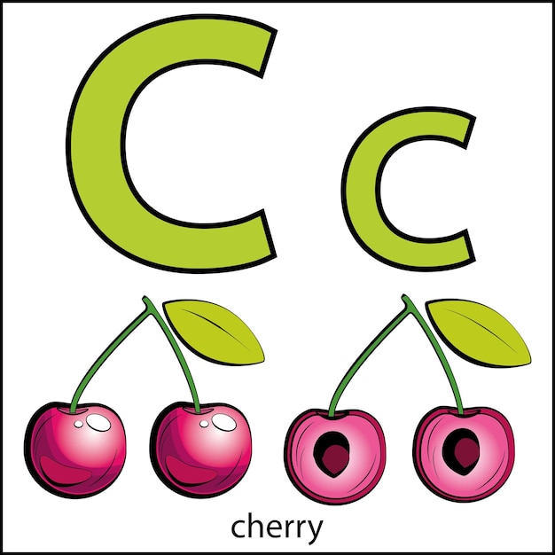 ABC-kleurboek voor kinderen met groenten en fruit Gekleurde letters fruit en groentenxDxA