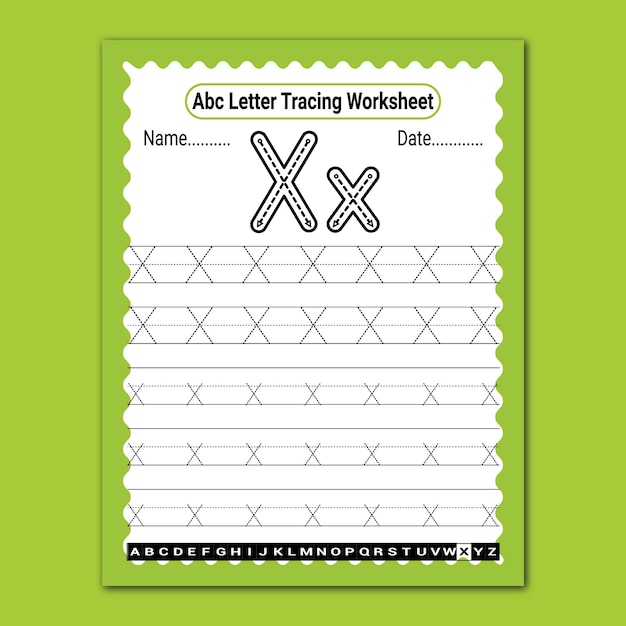 Vector abc letter tracing-werkblad voor kinderen