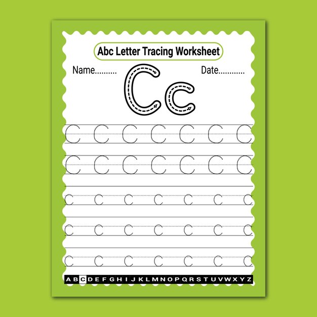 ABC Letter Tracing-werkblad voor kinderen