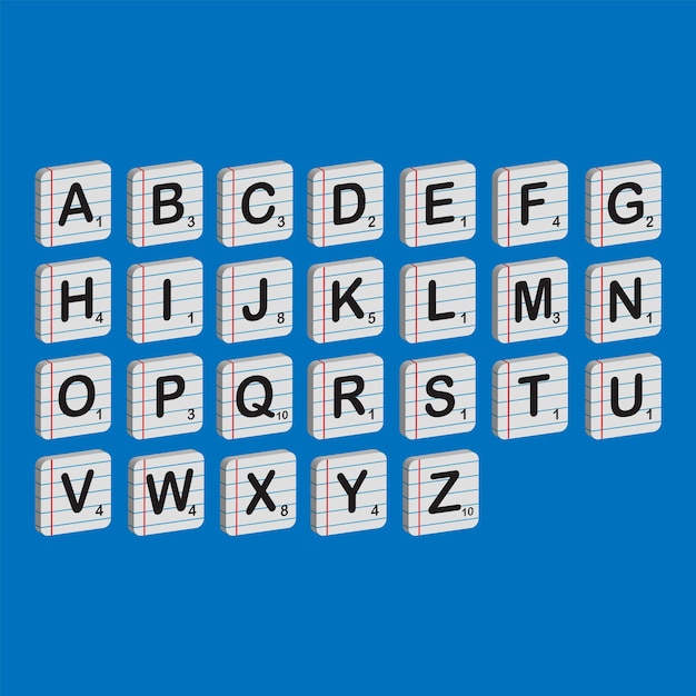 ABC lettering alphabets in scrabble block concept