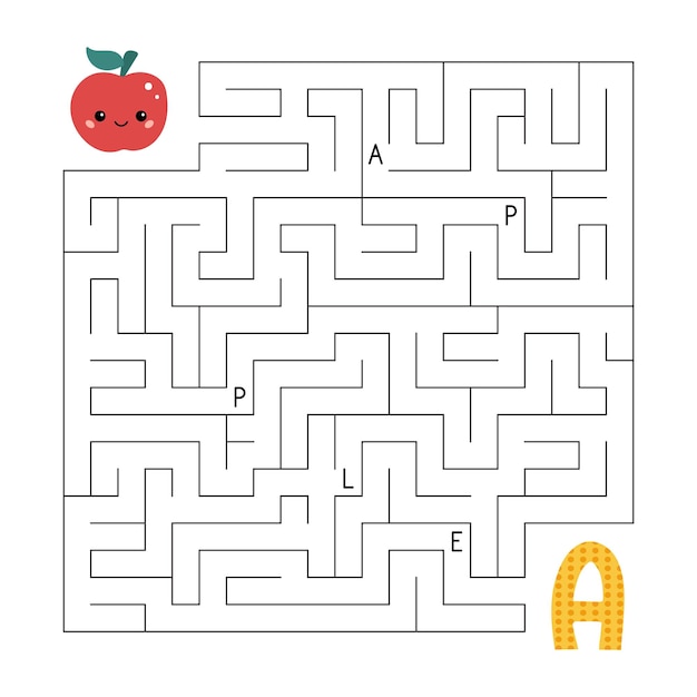 Vector abc maze game with apple