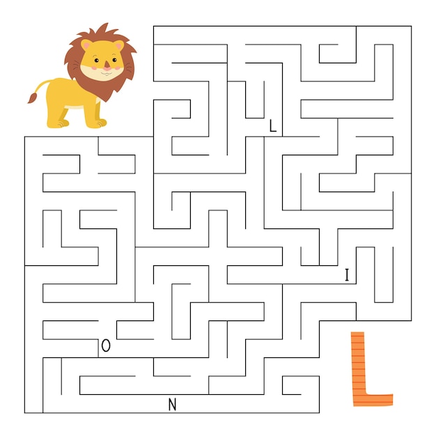 Vector abc maze game with lion