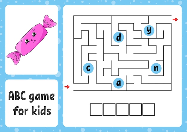 Abc maze for kids rectangle labyrinth