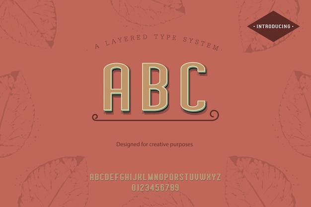 Abc typeface. for labels and different type designs