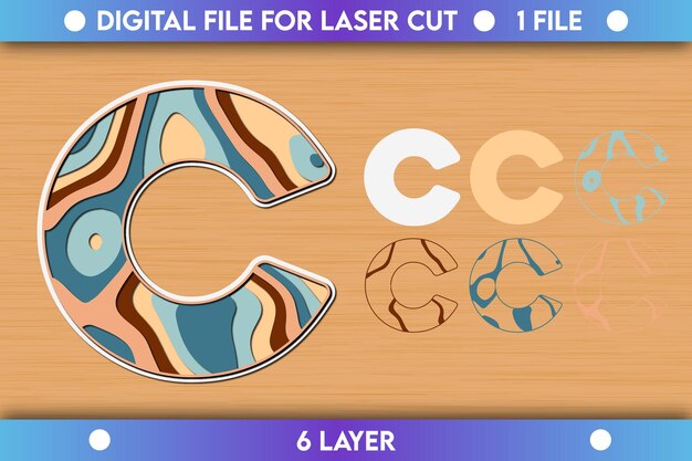 ABCD alfabet PaperCut 3D SVG